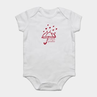 In Omnia Paratus Umbrella with hearts Baby Bodysuit